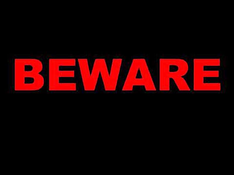 BEWARE 800 RED _BLACK SIGN