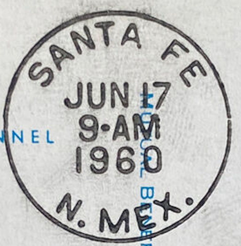 SANTA FE 7 JUNE  1960 STAMPED