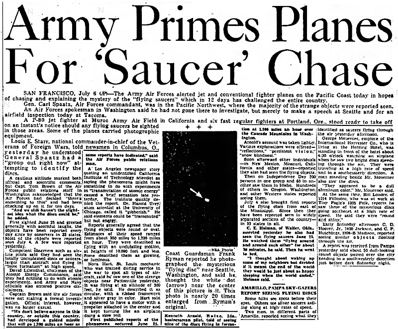 UFO AMARILLO NEWS 1947 JULY