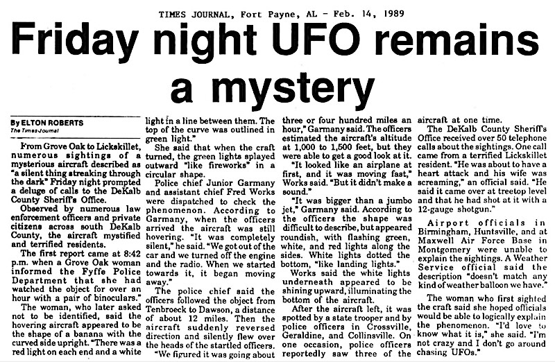 UFO ALABAMA 1989