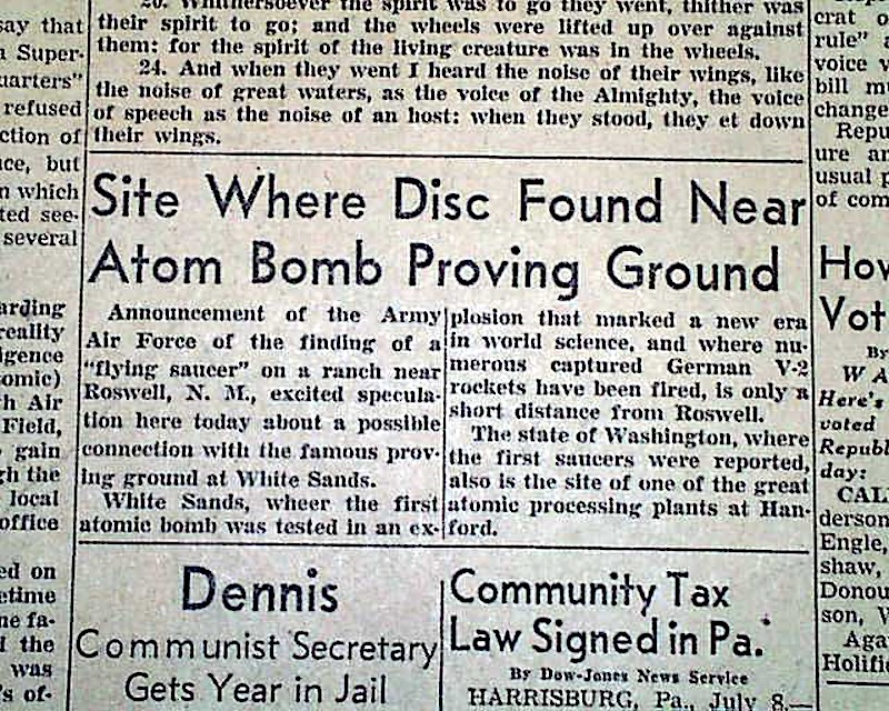 ROSWELL1947UFO CRASHES CLOSE TO